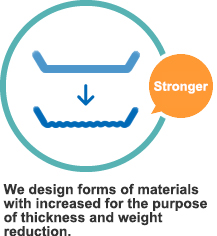 We design forms of materials with increased strength for the purpose of thickness and weight reduction.