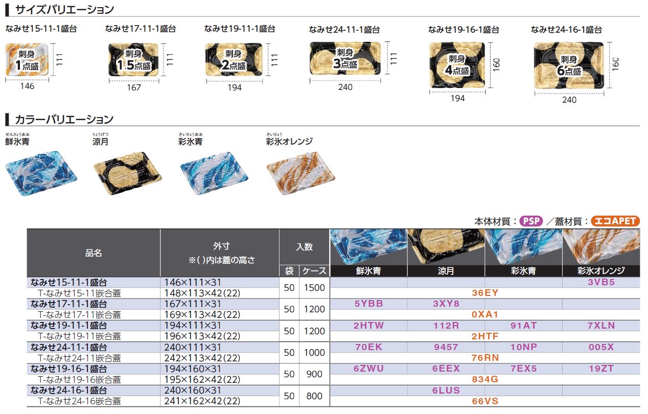 なみせ盛台 - （鮮魚｜ツマ削減）：食品トレー容器のエフピコ
