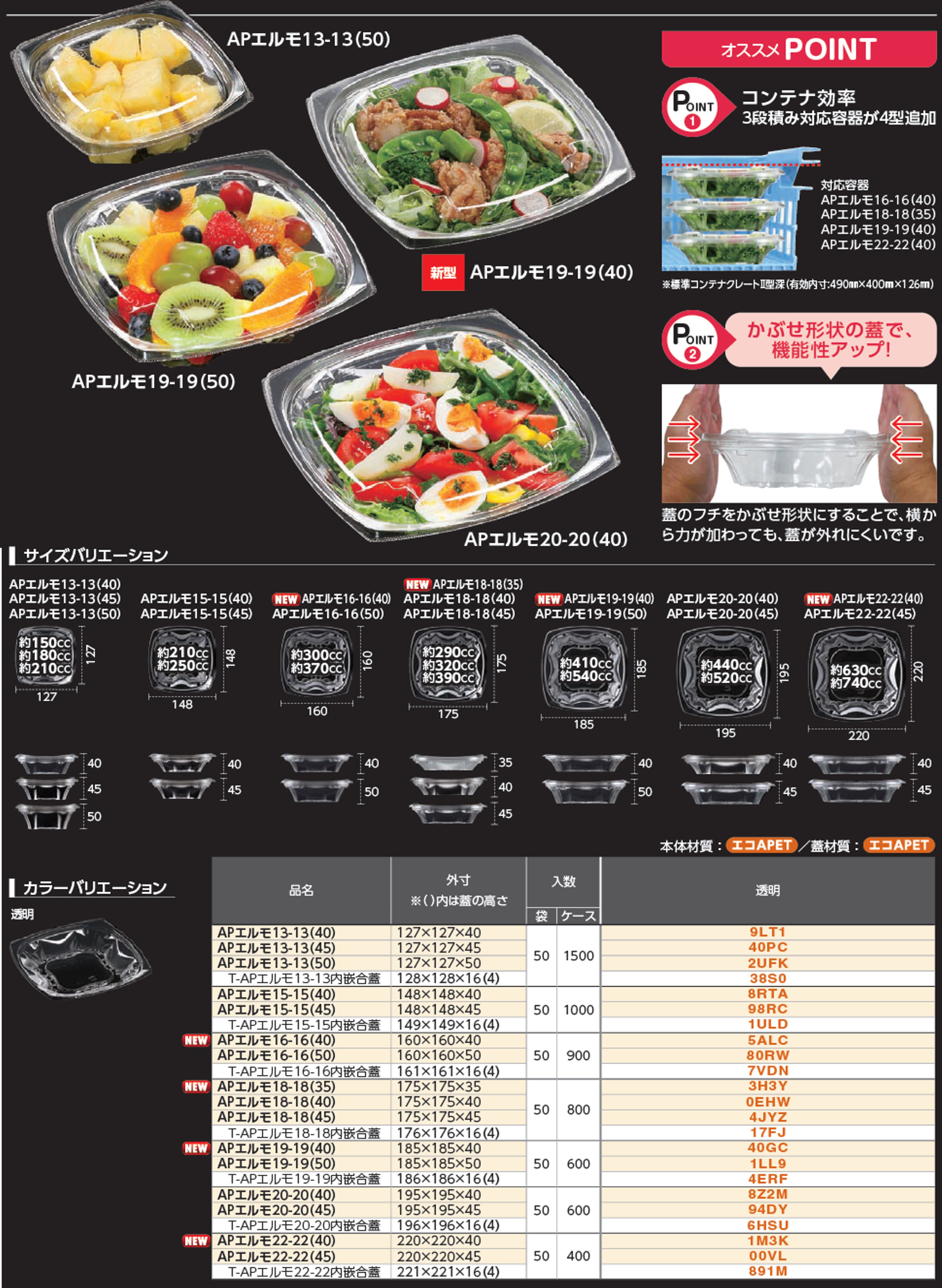 APエルモ - （クリア・パッケージ｜サラダ・フルーツ）：食品トレー